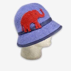 Miss Fitt & Co Hand Felted Merino Wool Hat Blue Elephant Cloche